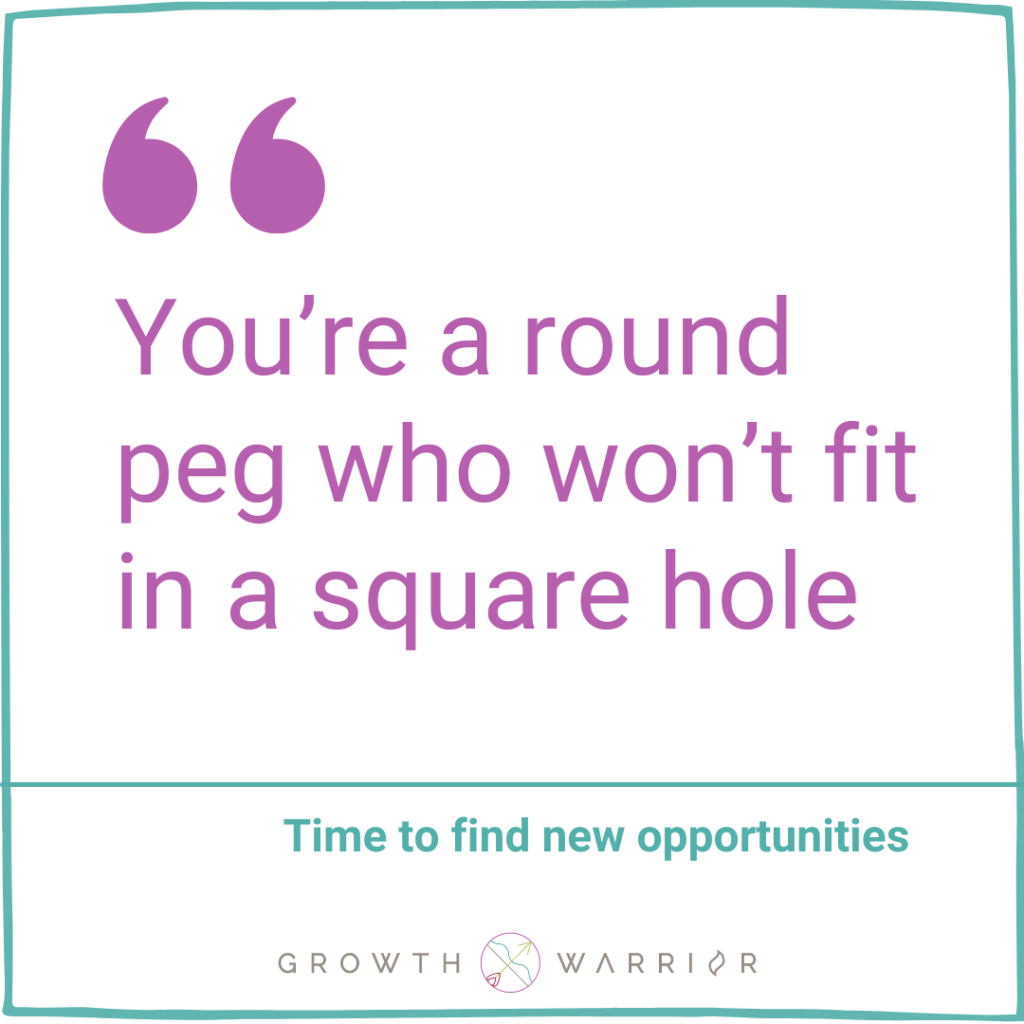 You're a round peg who won't fit in a square hole